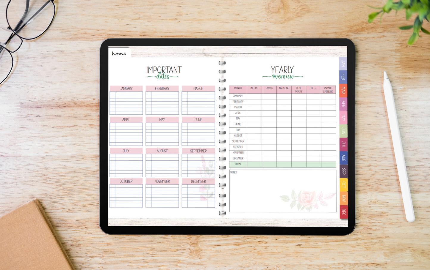 Beautiful Budget Workbook Watercolor Floral - Digital Pack