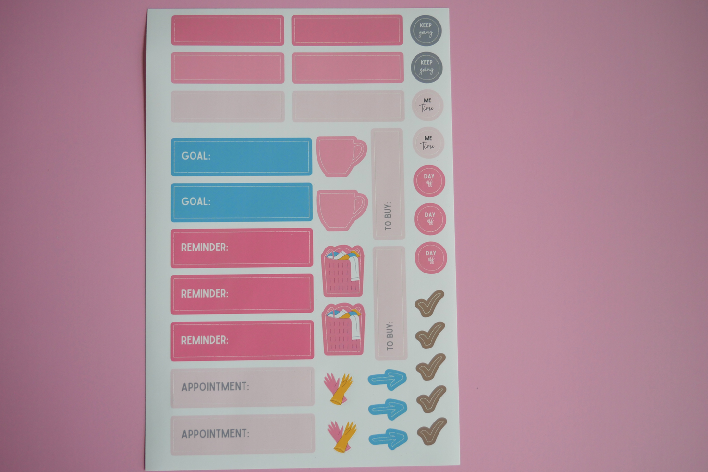Daily Planner Stickers - Pink