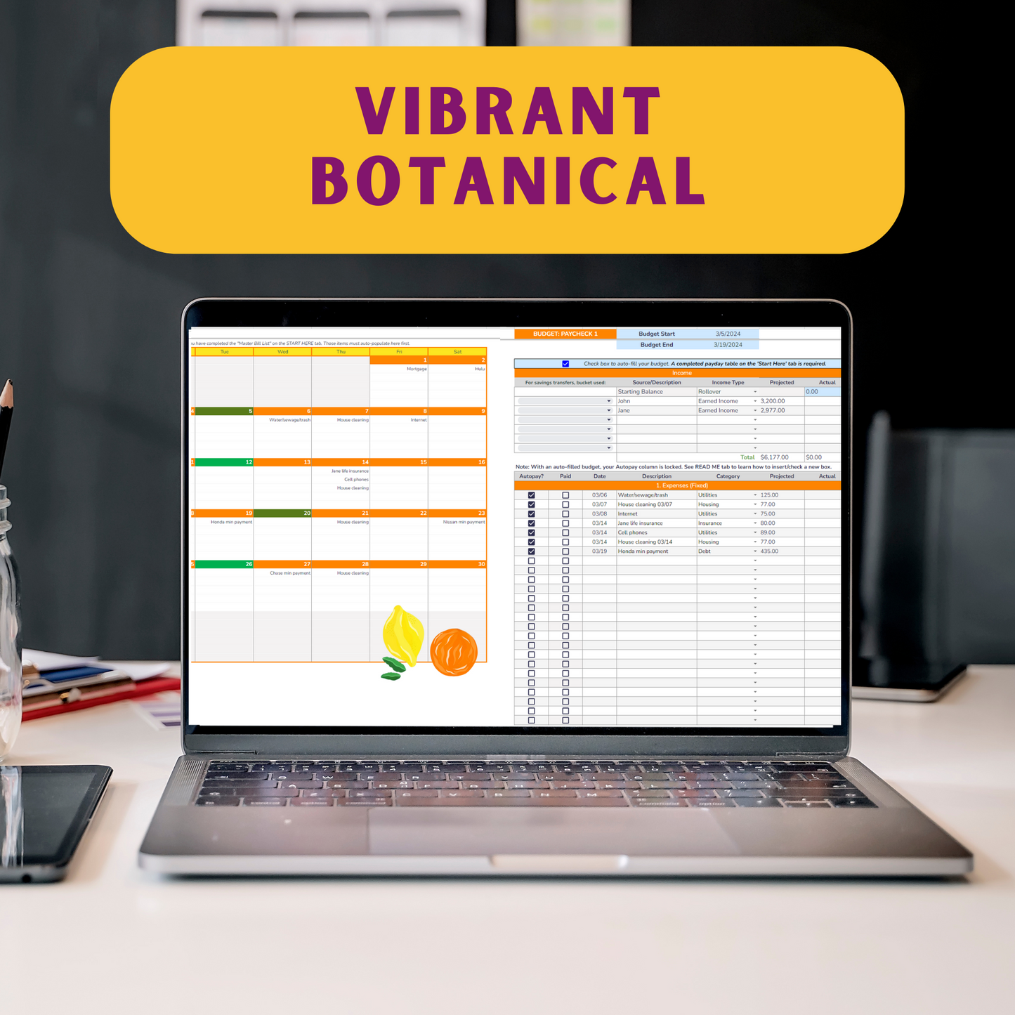 Mosaic Wealth Planner for Google Sheets - Vibrant Botanical