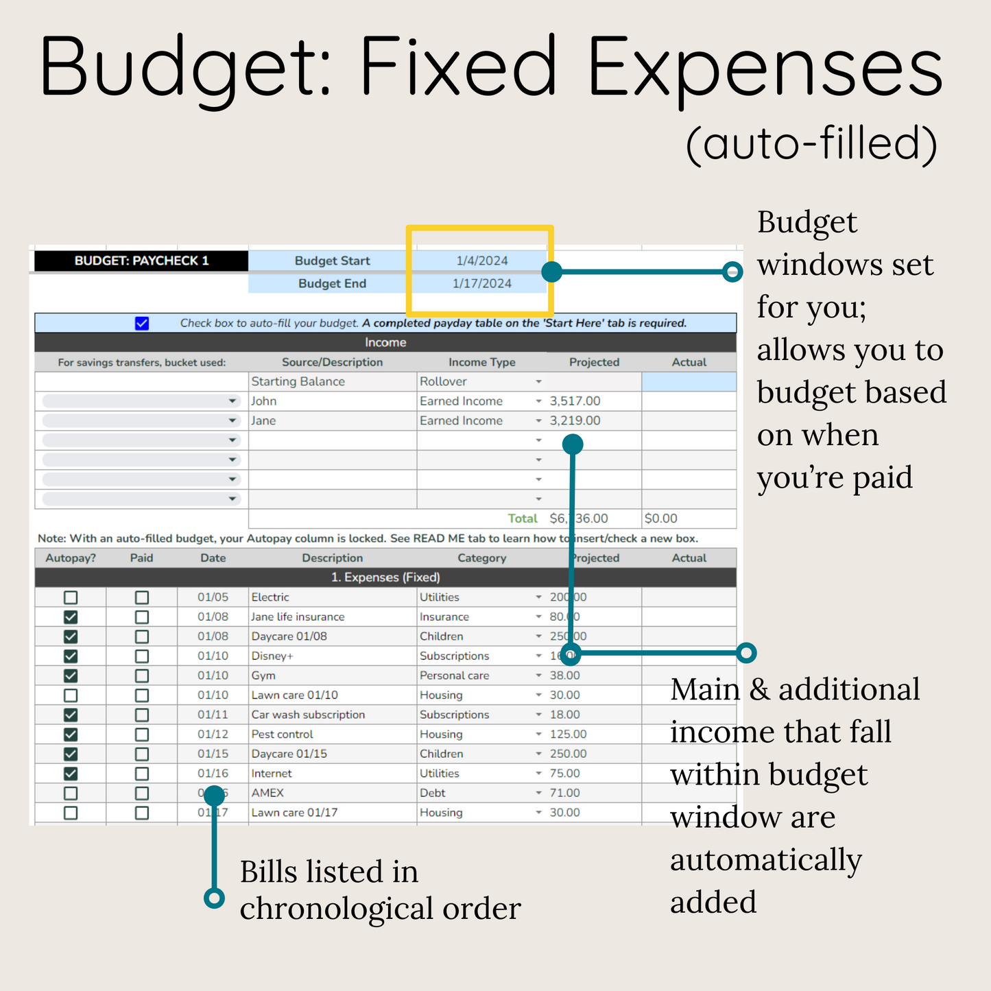 Mosaic Wealth Planner for Google Sheets - Minimalistic