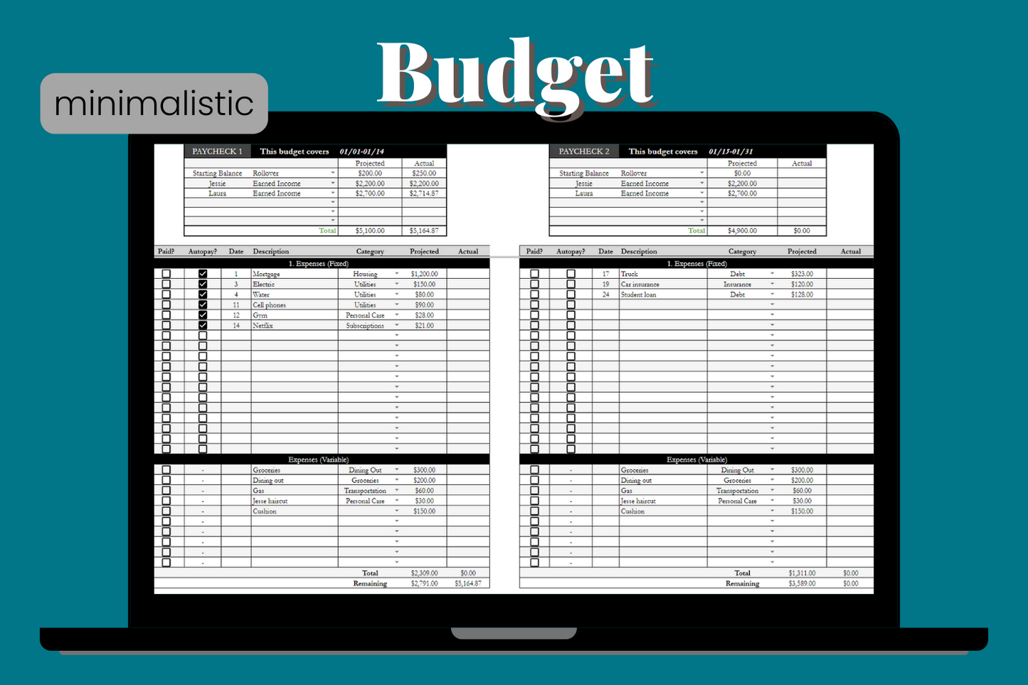 8-Part Budget Template for Google Sheets