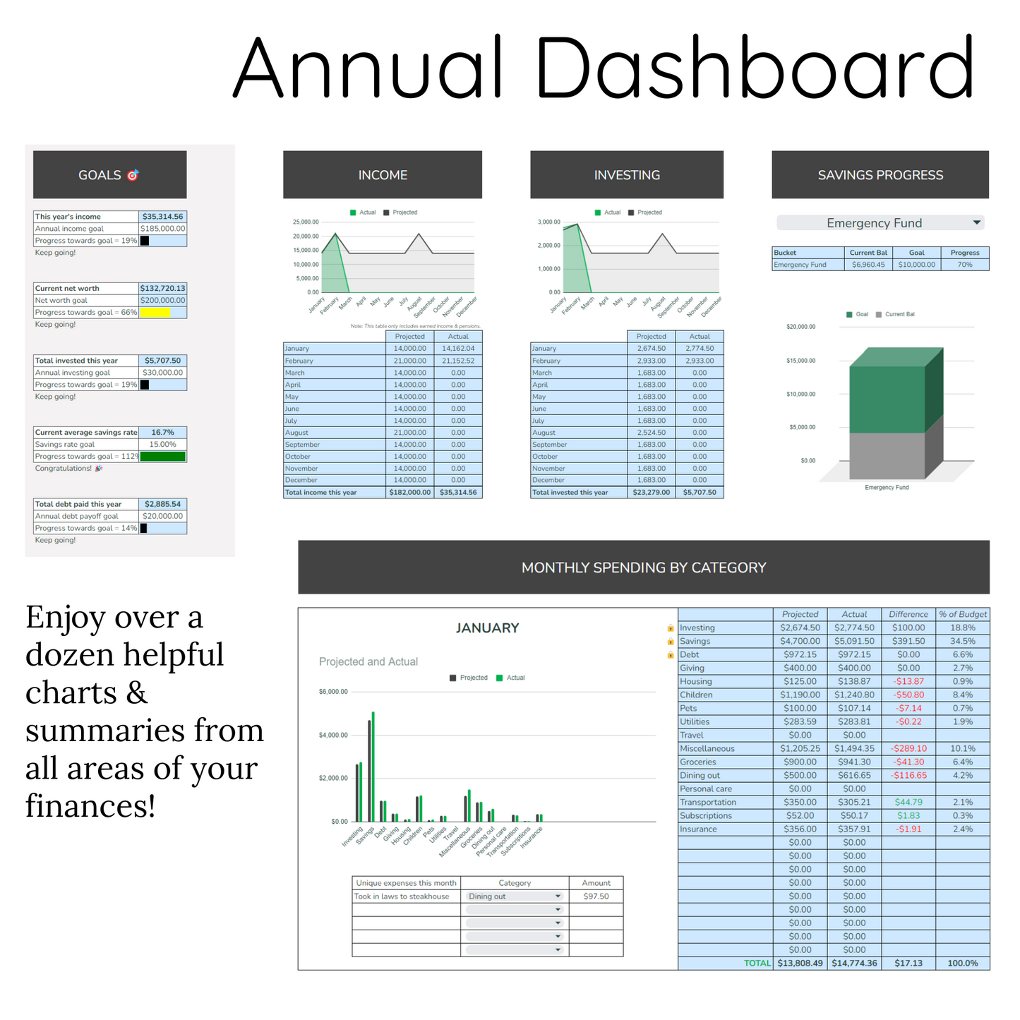 Mosaic Wealth Planner for Google Sheets - Minimalistic