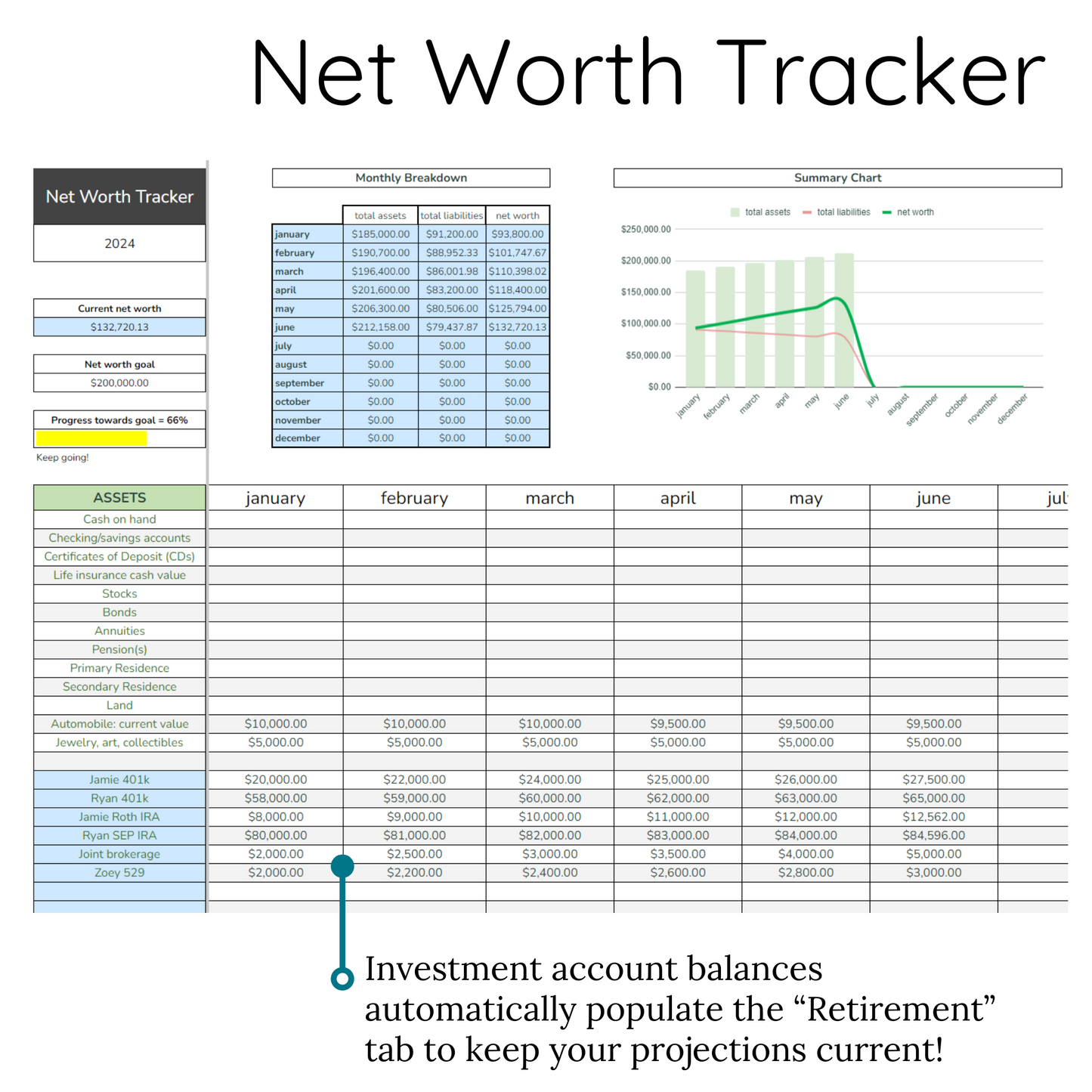 Mosaic Wealth Planner for Google Sheets - Minimalistic