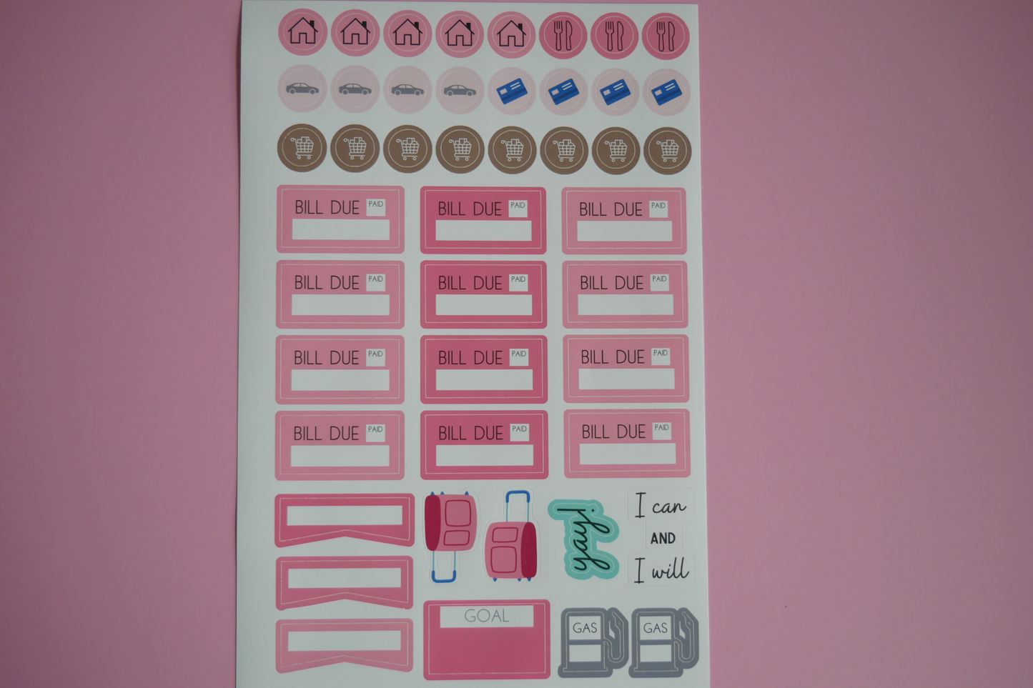 Wealth Planner Stickers - Pink