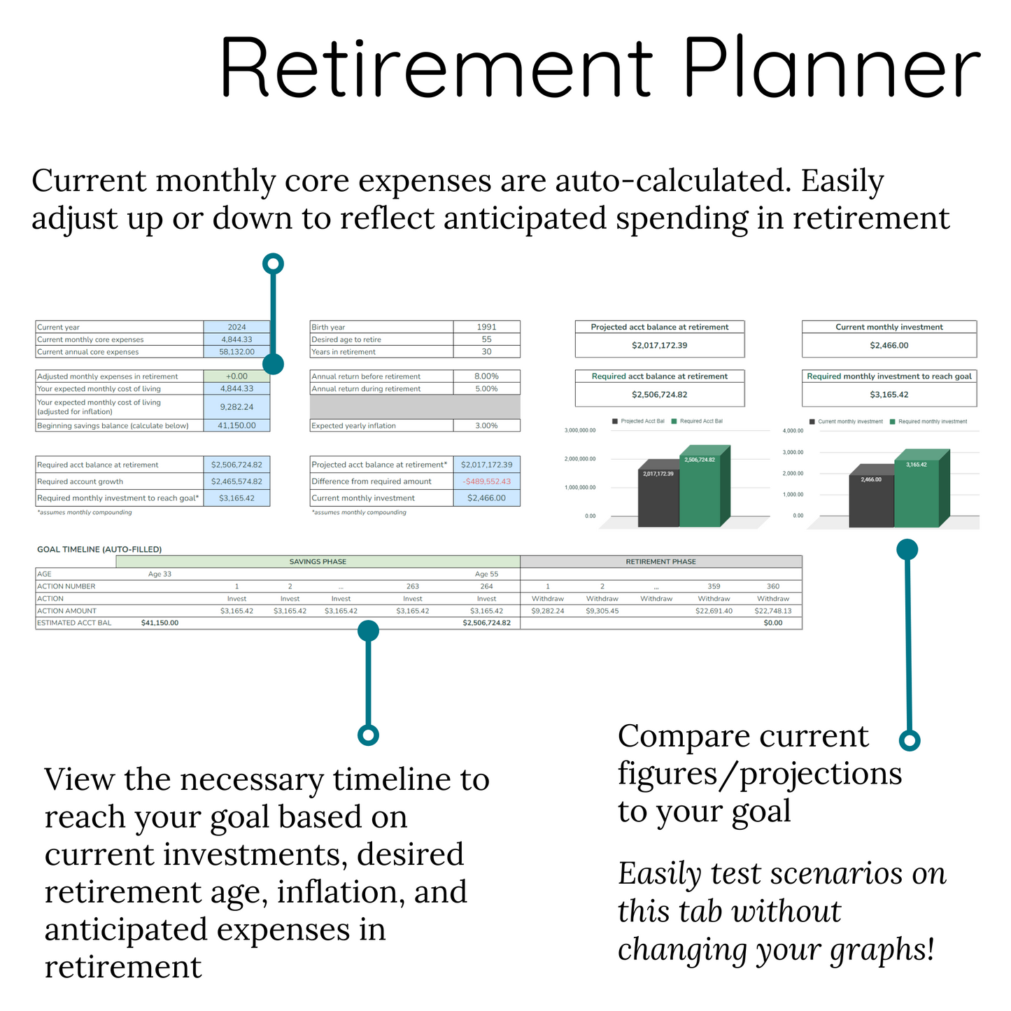 Mosaic Wealth Planner for Google Sheets - Minimalistic